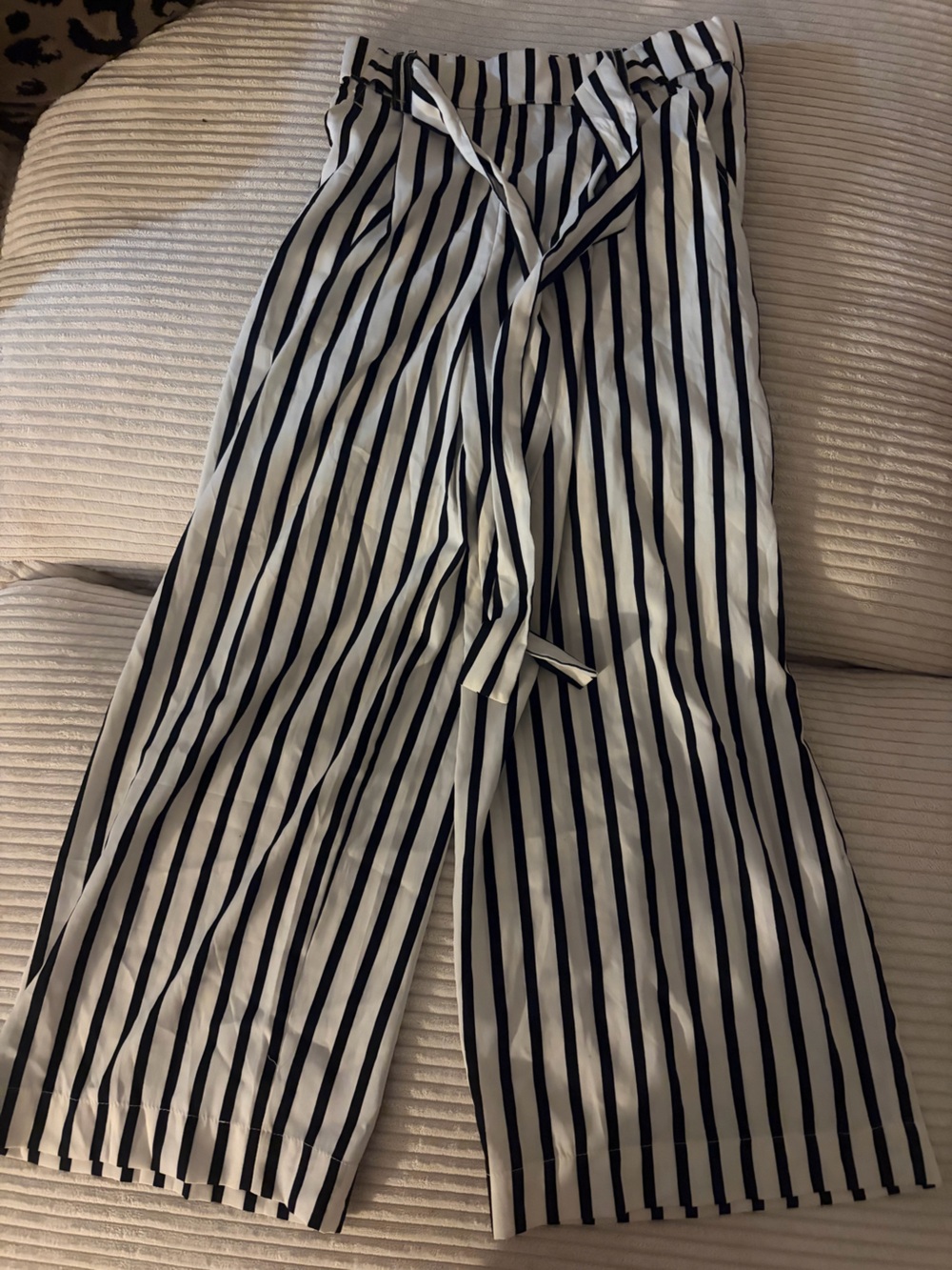 Zara Wide Leg Striped Pants - Black & White